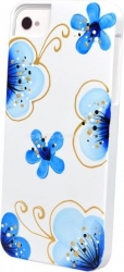 Пластиковый чехол на заднюю крышку iPhone 5 / 5S iCover Cherry Blossoms, цвет White/Blue (IP5-HP/W-CR/BL)