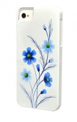 Пластиковый чехол на заднюю крышку iPhone 5 / 5S iCover Wild Flower, цвет White/Blue (IP5-HP/W-WF/BL)