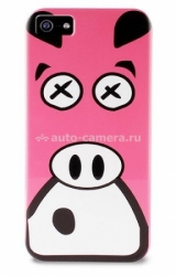 Пластиковый чехол на заднюю крышку iPhone 5 / 5S PURO Crazy ZOO, цвет розово-белый (IPC5PIG)
