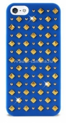 Пластиковый чехол на заднюю крышку iPhone 5 / 5S PURO "Rock" w/Round and Square Studs, цвет blue (IPC5ROCK2BLUE)