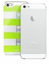 Пластиковый чехол на заднюю крышку iPhone 5 / 5S PURO Stripe Cover, цвет green/silver (IPC5STRIPEGRN)