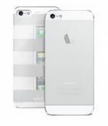 Пластиковый чехол на заднюю крышку iPhone 5 / 5S PURO Stripe Cover, цвет white/silver (IPC5STRIPESIL)