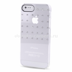 Пластиковый чехол на заднюю крышку iPhone 5 / 5S PURO Swarovski Crystal Cover Grid 32 кристалла, цвет clear (IPC5CRYTRSW2)