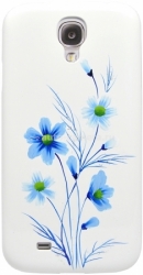 Пластиковый чехол на заднюю крышку Samsung Galaxy S4 (i9500) iCover Wild Flower, цвет white/blue (GS4-HP/W-WF/BL)