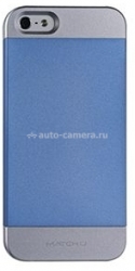 Пластиковый чехол-накладка для iPhone 5 / 5S MatchU Mask series, цвет серебро/голубой (Mu-i5-02-S-04)