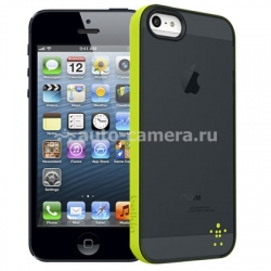 Полиуретановый чехол на заднюю крышку iPhone 5 / 5S Belkin Grip Candy Sheer Case, цвет black/green (F8W138TTC01)