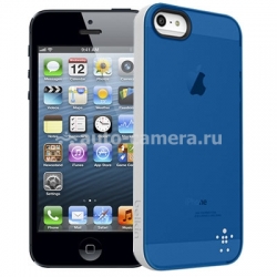 Полиуретановый чехол на заднюю крышку iPhone 5 / 5S Belkin Grip Candy Sheer Case, цвет blue/gray (F8W138TTC08)