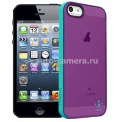 Полиуретановый чехол на заднюю крышку iPhone 5 / 5S Belkin Grip Candy Sheer Case, цвет purple/blue (F8W138TTC07)