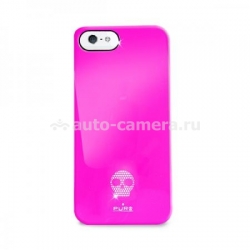 Полиуретановый чехол на заднюю крышку iPhone 5 / 5S PURO Skull Cover, цвет розовый (IPC5SKULLPNK)