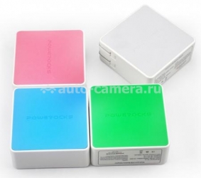 Сетевое зарядное устройство с внешним аккумулятором для iPod, iPhone, iPad, Samsung и HTC Powerocks Tetris 3000 mAh, цвет blue (AC-PR-1A), цвет blue (AC-PR-1A)
