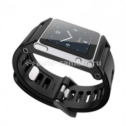 Силиконовый чехол-браслет для iPod Nano 6G LunaTik CMKY TikTok Watch Band, цвет black (TTBLK-001)