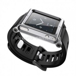 Силиконовый чехол-браслет на запястье для iPod 6G LunaTik Aluminum, цвет silver (LTSLV-003)