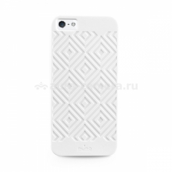 Силиконовый чехол на заднюю крышку iPhone 5 / 5S PURO Easy Chic Geometric Rhomby Cover, цвет white (IPC5GEO3WHI)