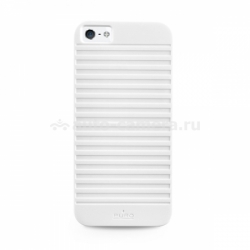 Силиконовый чехол на заднюю крышку iPhone 5 / 5S PURO Easy Chic Geometric Stripes Cover, цвет white (IPC5GEO2WHI)