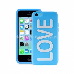 Силиконовый чехол-накладка для iPhone 5C Puro Night Love, цвет blue (IPCCLOVEBLUE), цвет blue (IPCCLOVEBLUE)