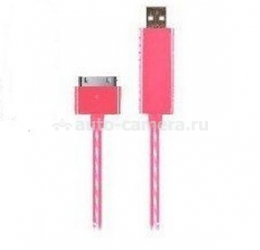 Светящийся кабель для iPhone 5, iPad 4 и iPad mini LED USB Synch Cable, цвет pink