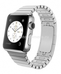 Умные часы для iPhone Apple Watch, нержавеющая сталь, корпус 38 мм, цвет блочный браслет серебристый