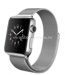Умные часы для iPhone Apple watch, нержавеющая сталь, корпус 38 мм, цвет миланский сетчатый браслет