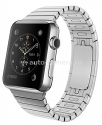 Умные часы для iPhone Apple watch, нержавеющая сталь, корпус 42 мм, цвет блочный браслет серебристый