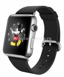 Умные часы для iPhone Apple watch, нержавеющая сталь, корпус 42 мм, цвет черный ремешок с современной пряжкой