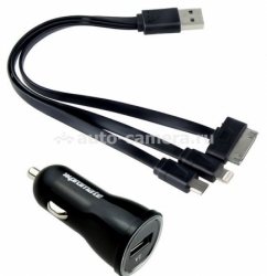 Универсальное автомобильное зарядное устройство для iPhone, iPad, Samsung и HTC Promate Tryx-2, цвет Black