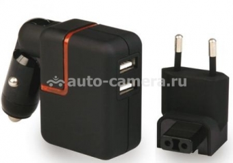 Универсальное зарядное устройство с двумя USB портами для iPhone, iPod, Samsung и HTC iBest 1 А, цвет черный (CU-01IU2)
