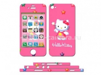 Виниловая наклейка на iPhone 4 "Hello Kitty" на розовом фоне